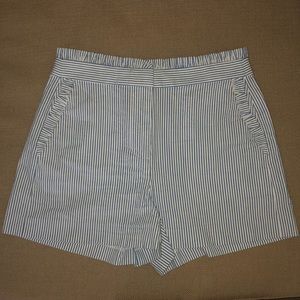 J Crew seersucker ruffle high waisted shorts